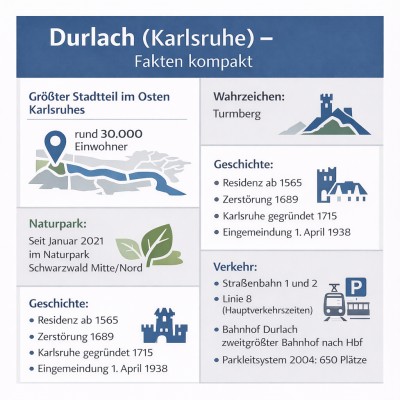 Durlach in Karlsruhe: Turmberg, Geschichte und Verkehr im Überblick